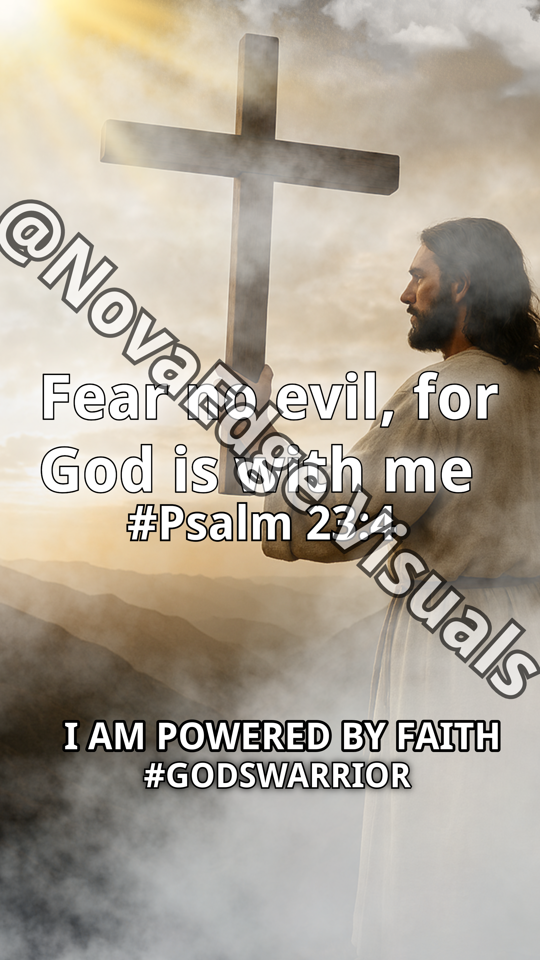 I Am Powered by Faith-Fear no evil, for God is with me (Psalm 23:4)- Wallpaper for Mobile Device